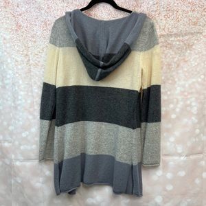 Claudia Nichole Open Front Hooded Cardigan, Striped